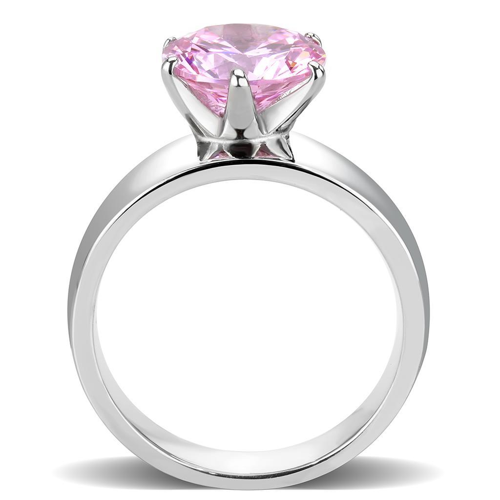 TK52010 - High polished (no plating) Stainless Steel Ring with AAA Grade CZ  in Rose-2