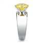 TK52011 - High polished (no plating) Stainless Steel Ring with AAA Grade CZ  in Topaz-3