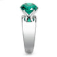 TK52012 - High polished (no plating) Stainless Steel Ring with Synthetic Synthetic Glass in Blue Zircon-3