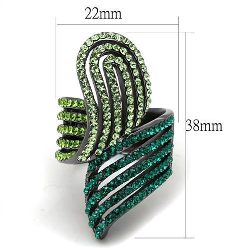 TK691LJ - IP Light Black  (IP Gun) Stainless Steel Ring with Top Grade Crystal  in Multi Color-1