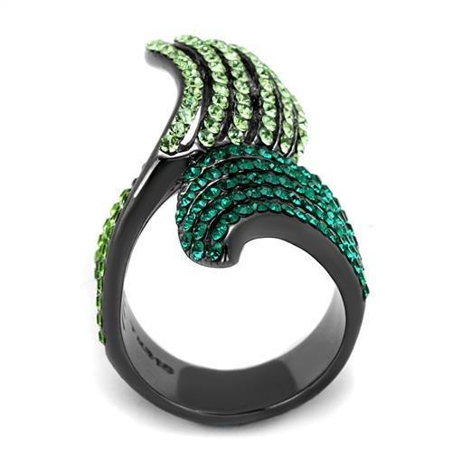 TK691LJ - IP Light Black  (IP Gun) Stainless Steel Ring with Top Grade Crystal  in Multi Color-2