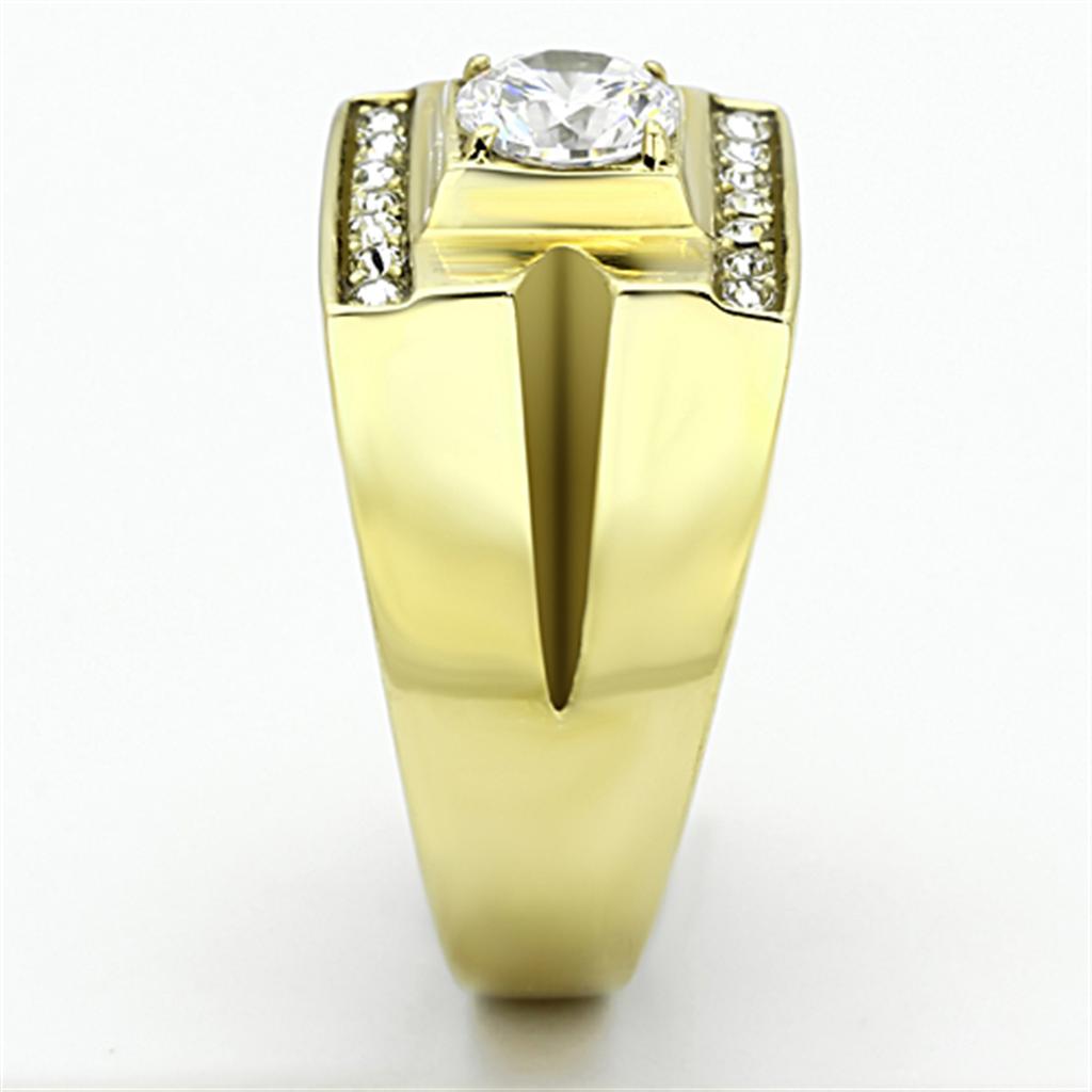 TK777 - IP Gold(Ion Plating) Stainless Steel Ring with AAA Grade CZ  in Clear-3
