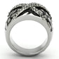 TK921 - High polished (no plating) Stainless Steel Ring with Top Grade Crystal  in Black Diamond-2