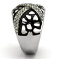 TK921 - High polished (no plating) Stainless Steel Ring with Top Grade Crystal  in Black Diamond-3