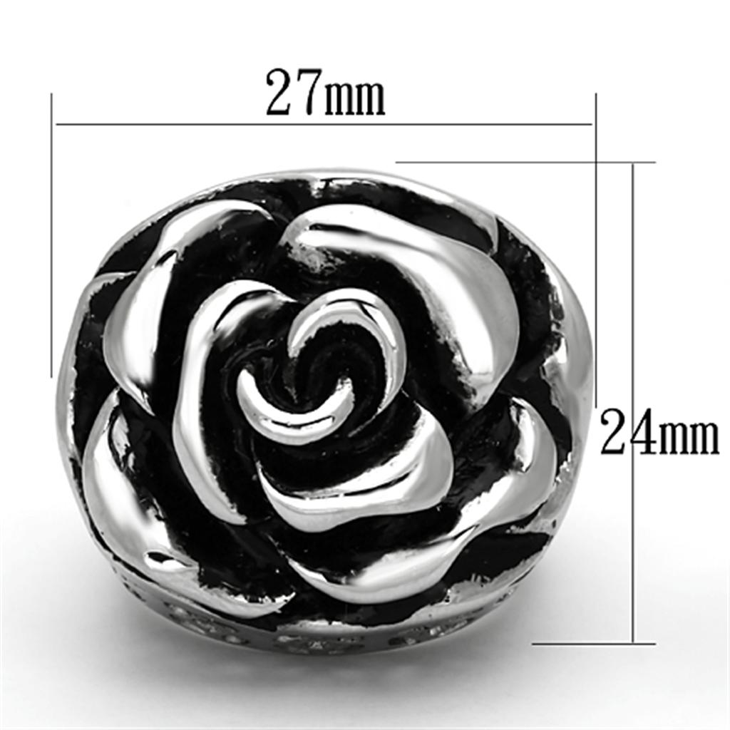 TK922 - High polished (no plating) Stainless Steel Ring with Epoxy  in Jet-1