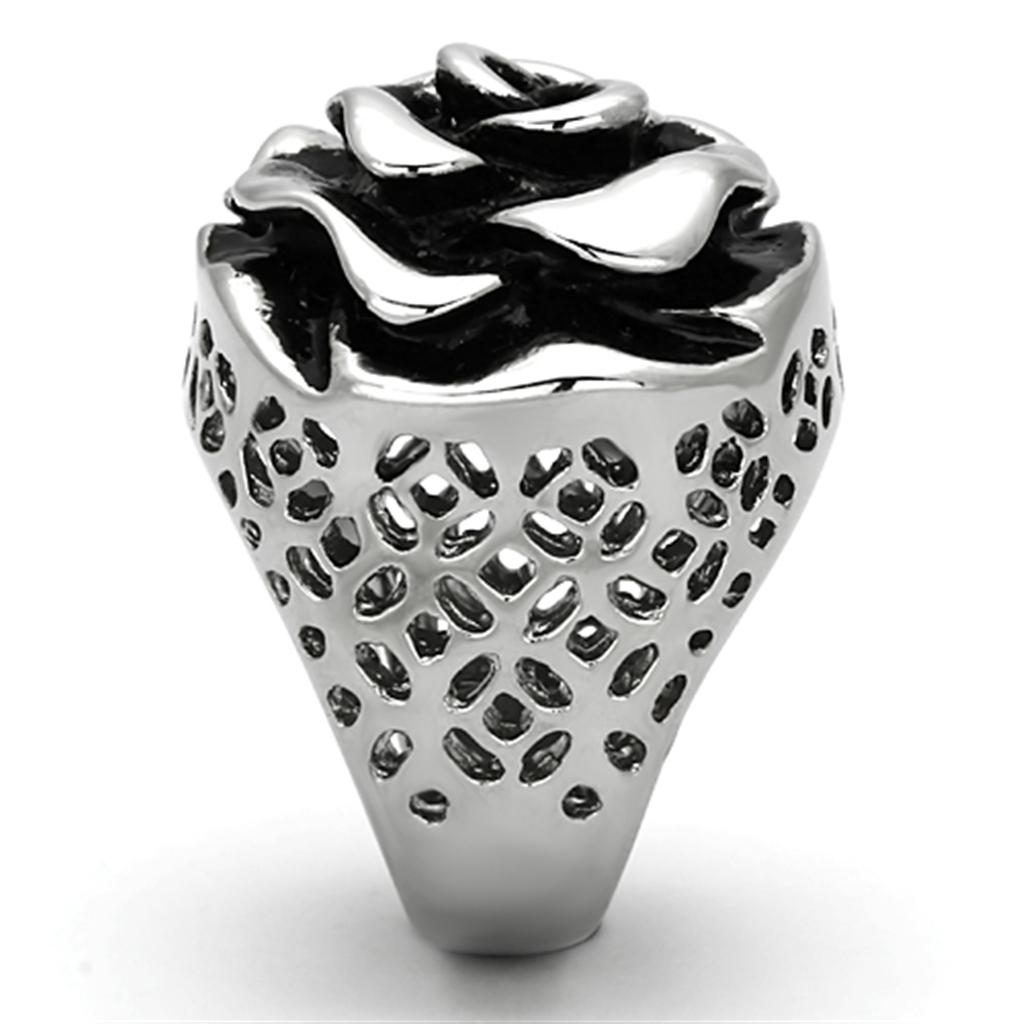 TK922 - High polished (no plating) Stainless Steel Ring with Epoxy  in Jet-3