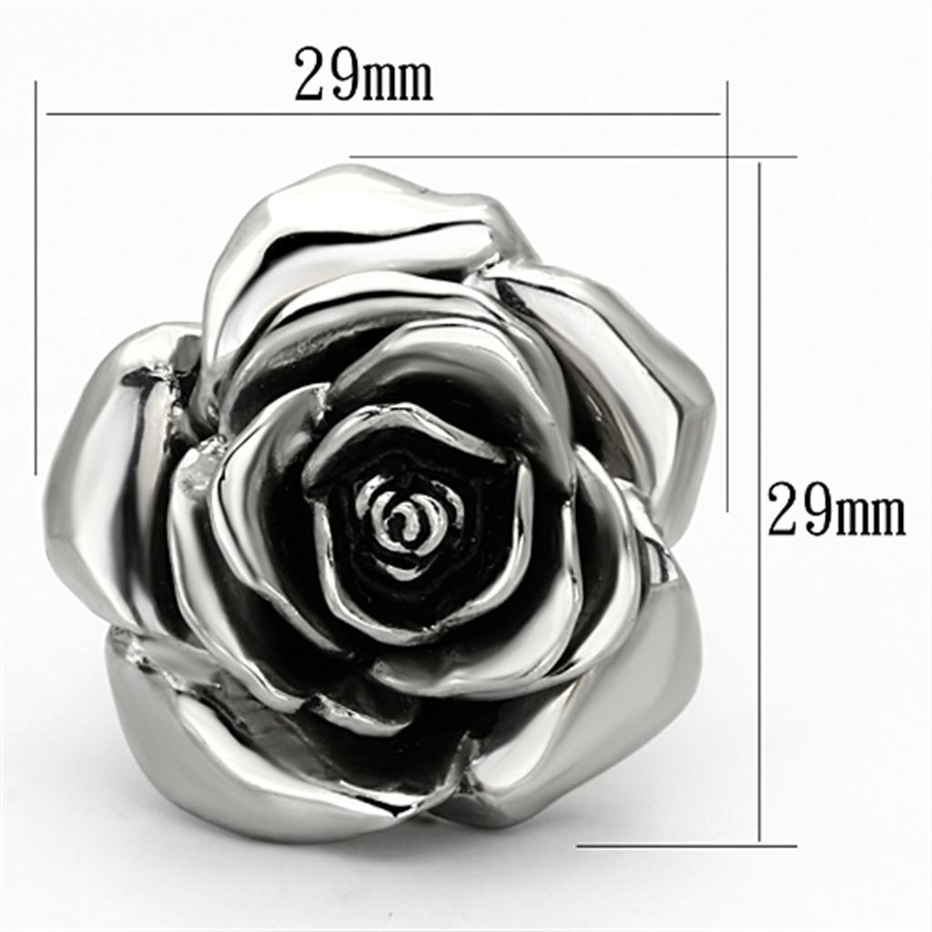 TK923 - High polished (no plating) Stainless Steel Ring with Epoxy  in Jet-1