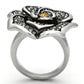 TK924 - High polished (no plating) Stainless Steel Ring with Top Grade Crystal  in Topaz-2