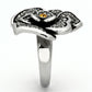 TK924 - High polished (no plating) Stainless Steel Ring with Top Grade Crystal  in Topaz-3