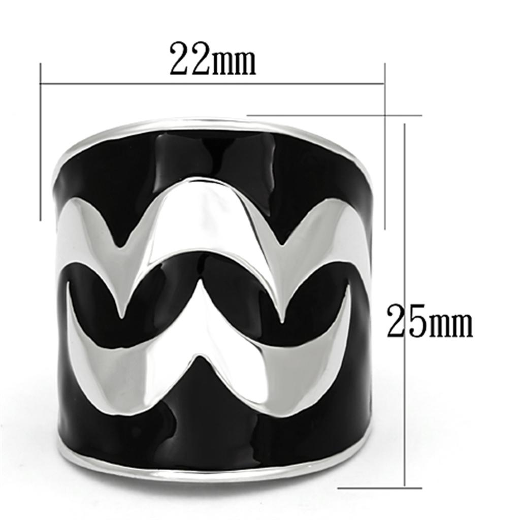 TK926 - High polished (no plating) Stainless Steel Ring with Epoxy  in Jet-1