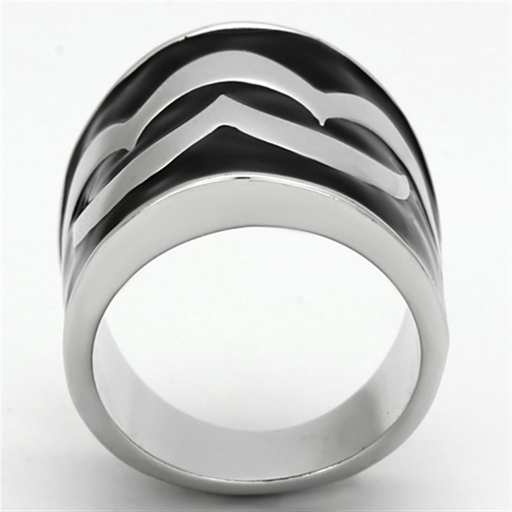 TK926 - High polished (no plating) Stainless Steel Ring with Epoxy  in Jet-2