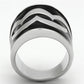 TK926 - High polished (no plating) Stainless Steel Ring with Epoxy  in Jet-2