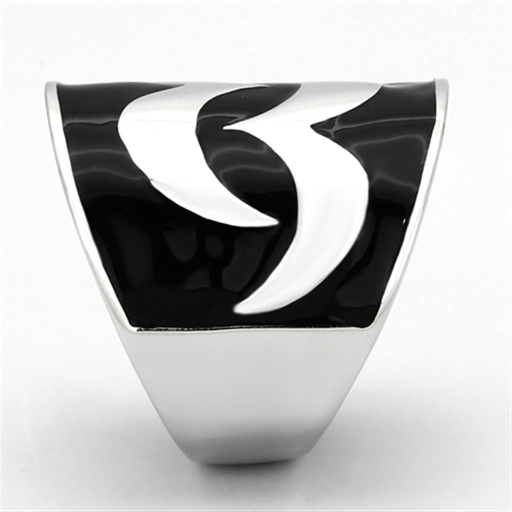 TK926 - High polished (no plating) Stainless Steel Ring with Epoxy  in Jet-3