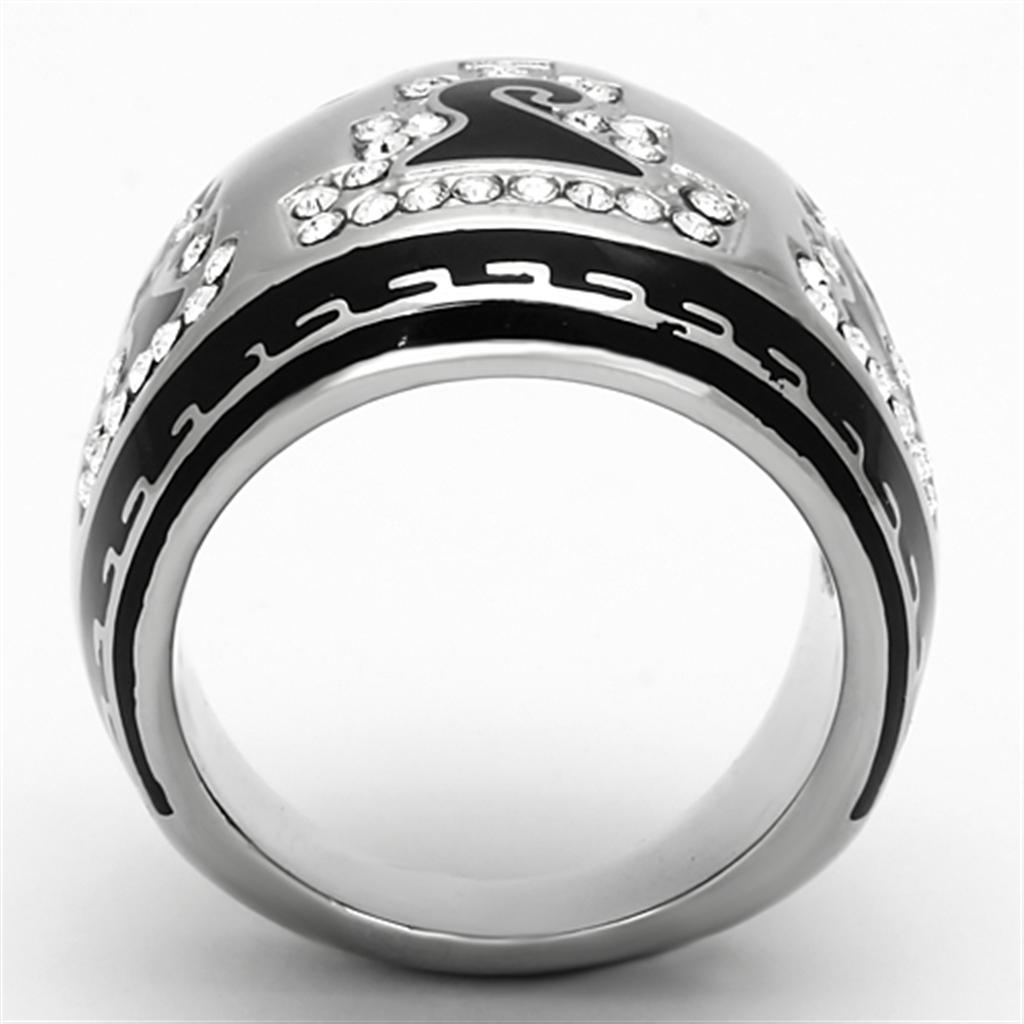 TK928 - High polished (no plating) Stainless Steel Ring with Top Grade Crystal  in Clear-2