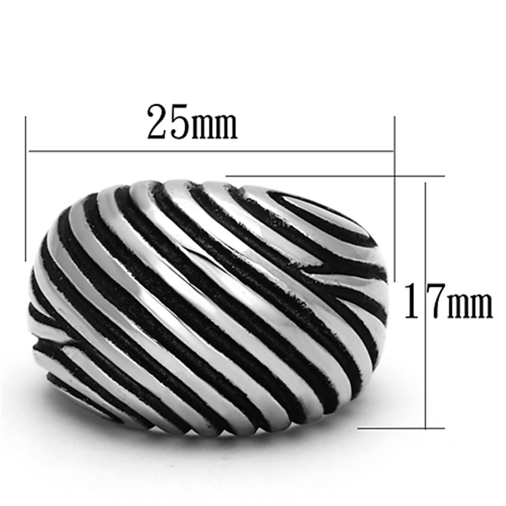 TK929 - High polished (no plating) Stainless Steel Ring with Epoxy  in Jet-1