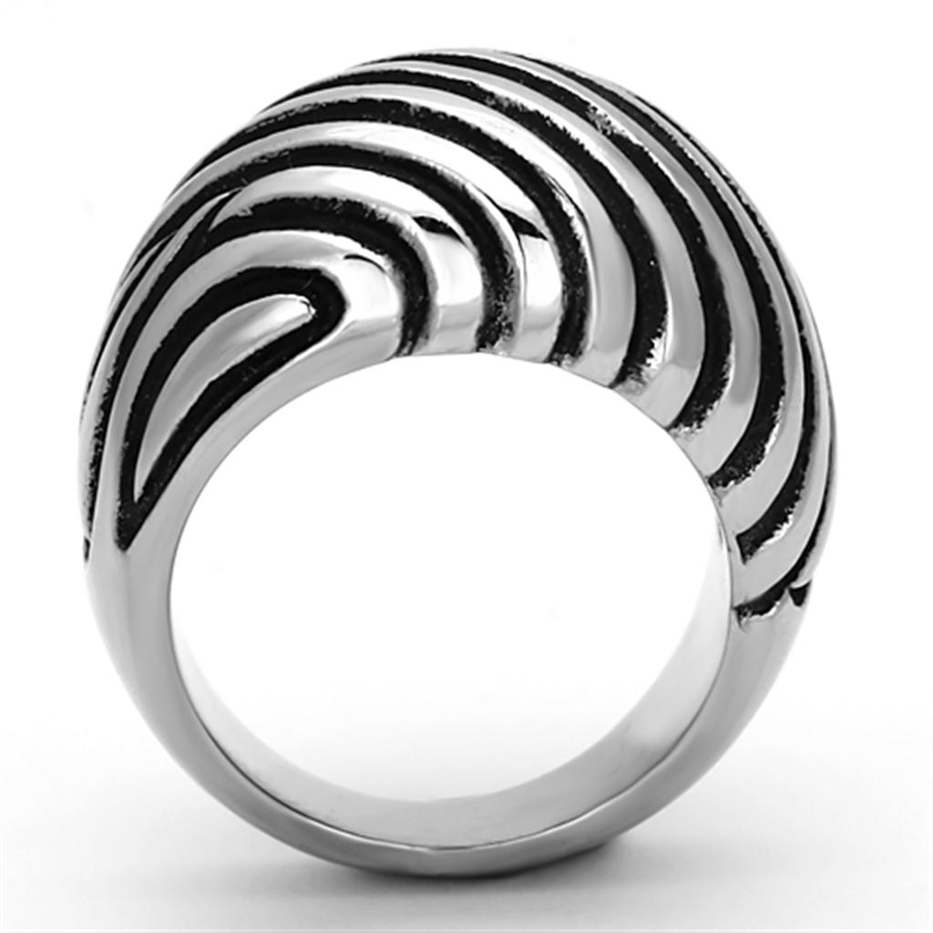 TK929 - High polished (no plating) Stainless Steel Ring with Epoxy  in Jet-2