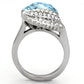 TK930 - High polished (no plating) Stainless Steel Ring with Top Grade Crystal  in Sea Blue-2