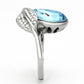TK930 - High polished (no plating) Stainless Steel Ring with Top Grade Crystal  in Sea Blue-3