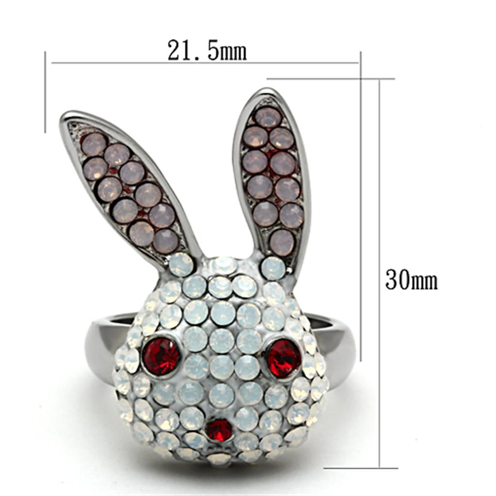 TK931 - High polished (no plating) Stainless Steel Ring with Top Grade Crystal  in Multi Color-1