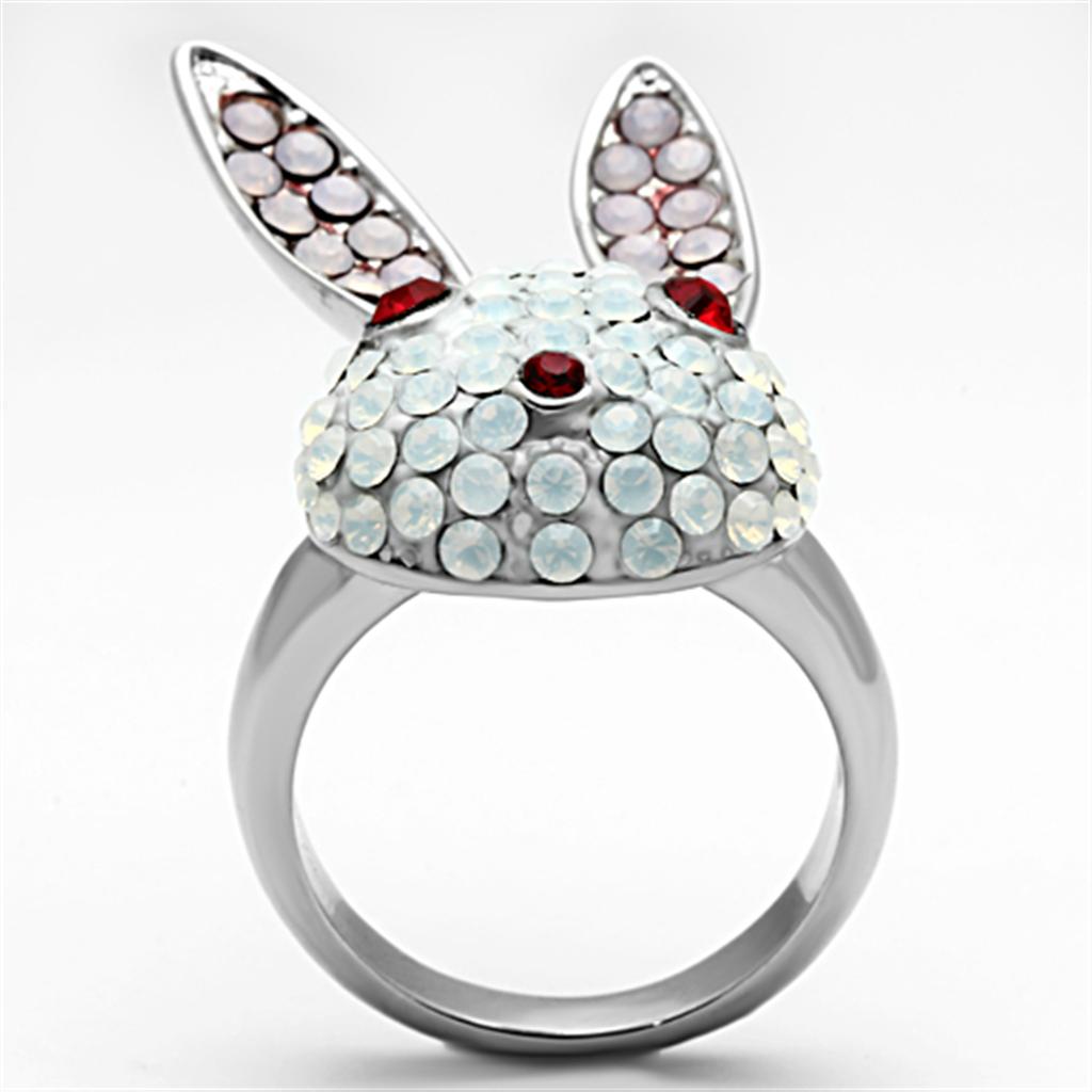 TK931 - High polished (no plating) Stainless Steel Ring with Top Grade Crystal  in Multi Color-2