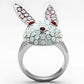 TK931 - High polished (no plating) Stainless Steel Ring with Top Grade Crystal  in Multi Color-2