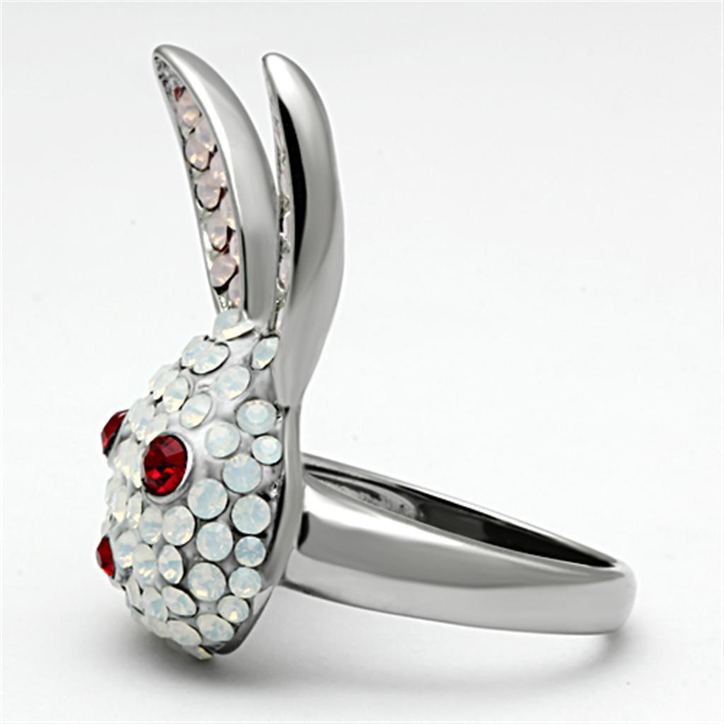TK931 - High polished (no plating) Stainless Steel Ring with Top Grade Crystal  in Multi Color-3