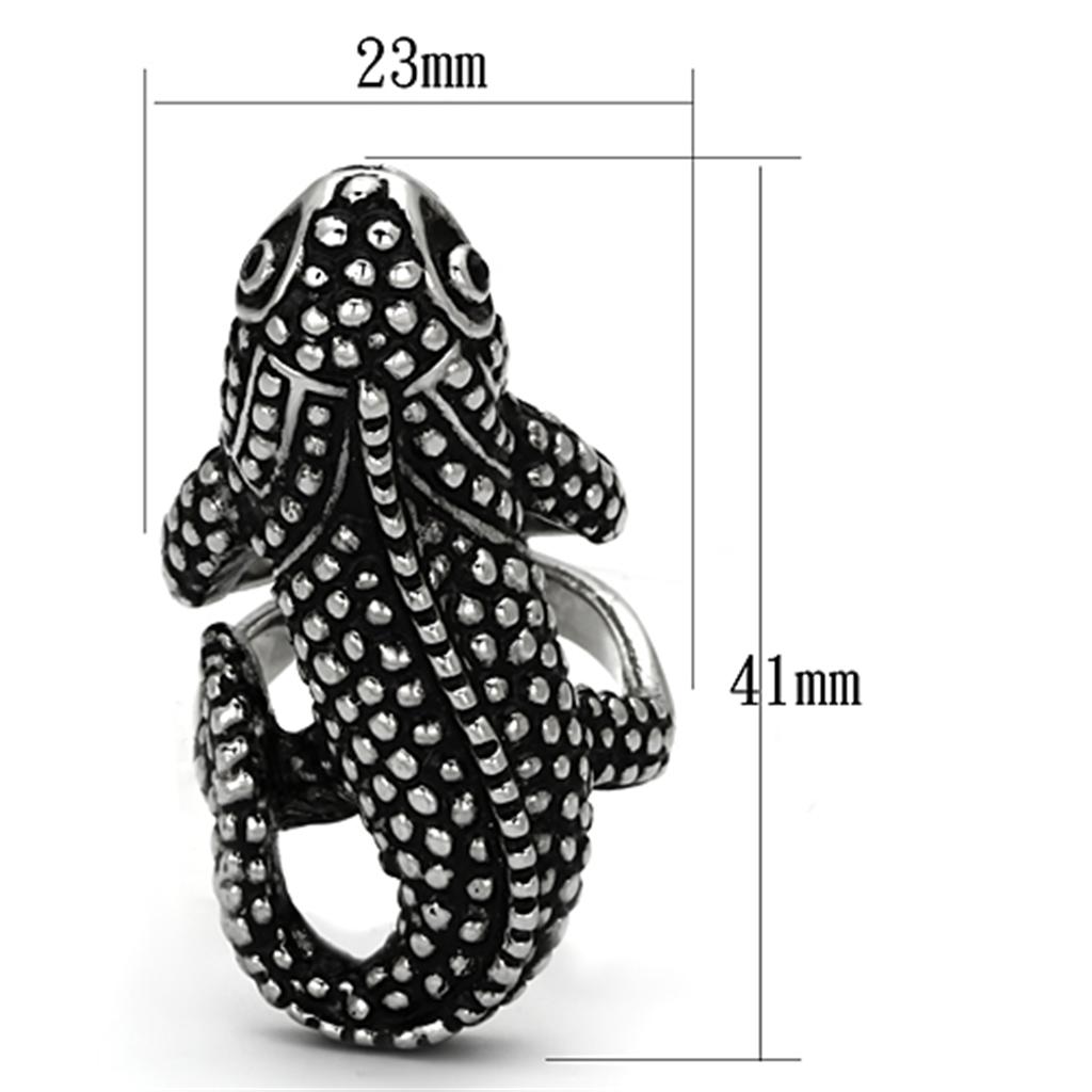 TK933 - High polished (no plating) Stainless Steel Ring with Top Grade Crystal  in Jet-1