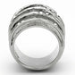 TK937 - High polished (no plating) Stainless Steel Ring with Top Grade Crystal  in Clear-2