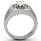 TK943 - High polished (no plating) Stainless Steel Ring with AAA Grade CZ  in Clear-2