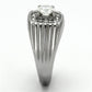 TK943 - High polished (no plating) Stainless Steel Ring with AAA Grade CZ  in Clear-3