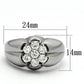 TK944 - High polished (no plating) Stainless Steel Ring with AAA Grade CZ  in Clear-1