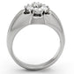 TK944 - High polished (no plating) Stainless Steel Ring with AAA Grade CZ  in Clear-2