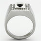TK945 - High polished (no plating) Stainless Steel Ring with Top Grade Crystal  in Clear-2