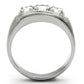 TK946 - High polished (no plating) Stainless Steel Ring with AAA Grade CZ  in Clear-2