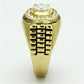 TK948G - IP Gold(Ion Plating) Stainless Steel Ring with AAA Grade CZ  in Clear-3