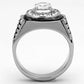 TK948 - High polished (no plating) Stainless Steel Ring with AAA Grade CZ  in Clear-2