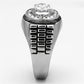 TK948 - High polished (no plating) Stainless Steel Ring with AAA Grade CZ  in Clear-3