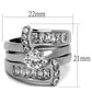 TK976 - High polished (no plating) Stainless Steel Ring with AAA Grade CZ  in Clear-1