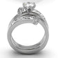 TK976 - High polished (no plating) Stainless Steel Ring with AAA Grade CZ  in Clear-2
