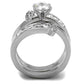 TK976 - High polished (no plating) Stainless Steel Ring with AAA Grade CZ  in Clear-3