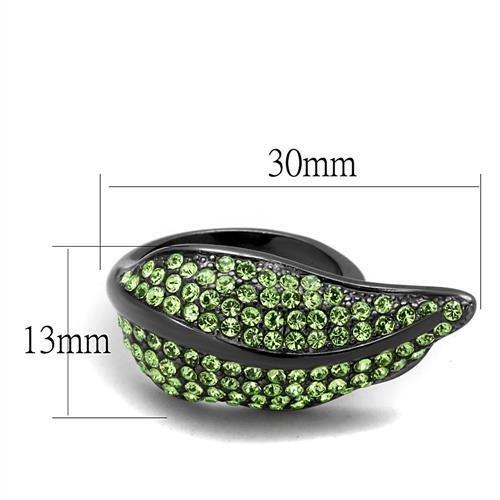 TK985LJ - IP Light Black  (IP Gun) Stainless Steel Ring with Top Grade Crystal  in Peridot-1