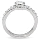 TS005 - Rhodium 925 Sterling Silver Ring with AAA Grade CZ  in Clear-3