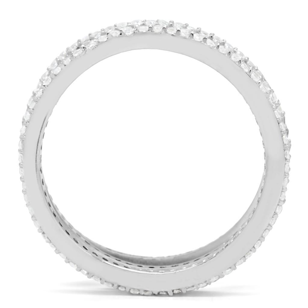 TS006 - Rhodium 925 Sterling Silver Ring with AAA Grade CZ  in Clear-3