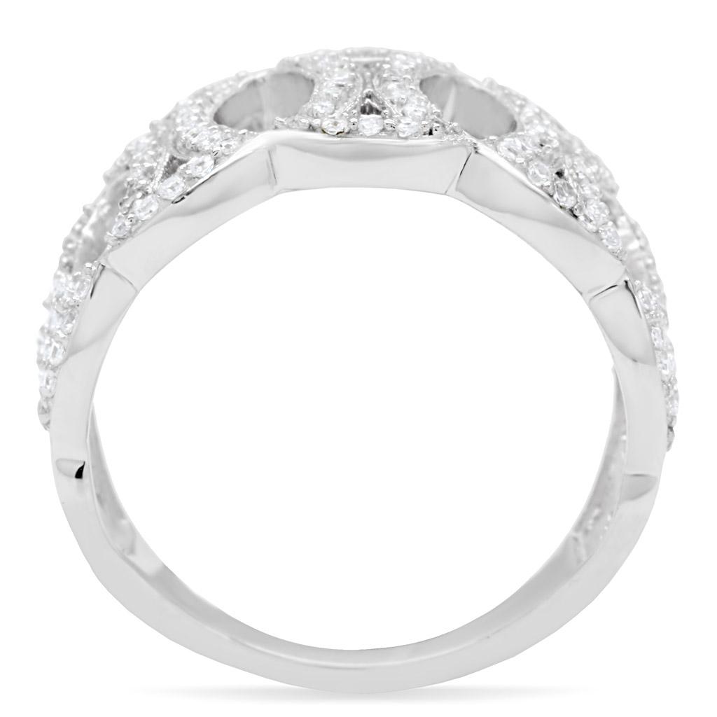 TS009 - Rhodium 925 Sterling Silver Ring with AAA Grade CZ  in Clear-3