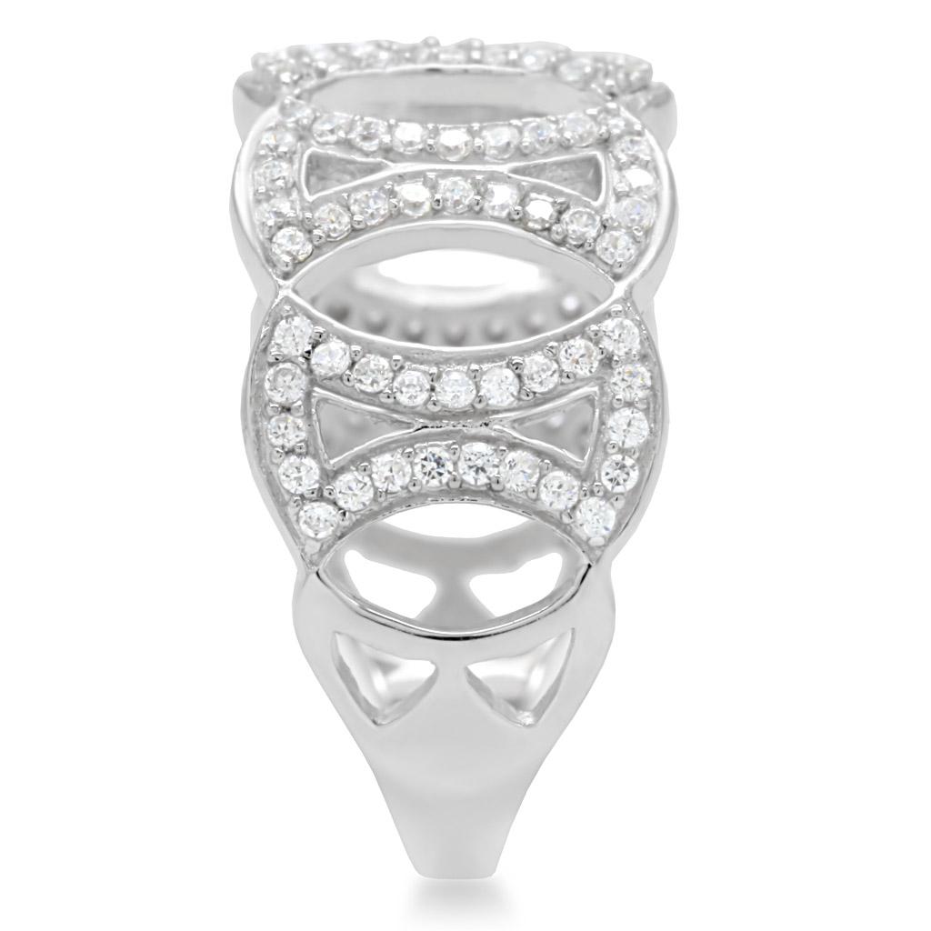 TS009 - Rhodium 925 Sterling Silver Ring with AAA Grade CZ  in Clear-4