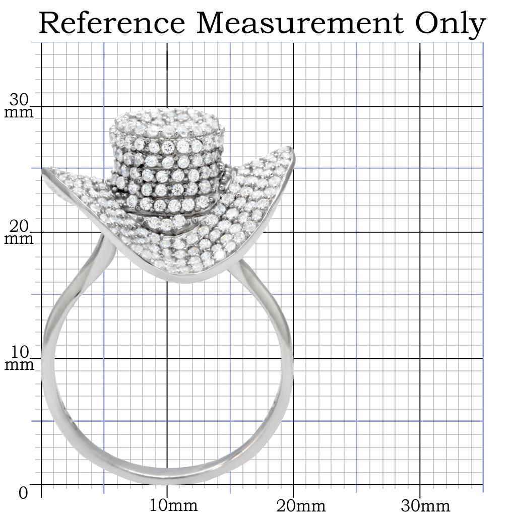 TS015 - Rhodium 925 Sterling Silver Ring with AAA Grade CZ  in Clear-1