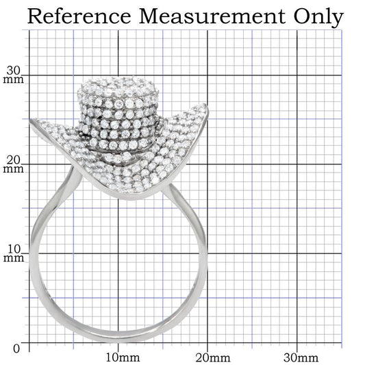 TS015 - Rhodium 925 Sterling Silver Ring with AAA Grade CZ  in Clear-1