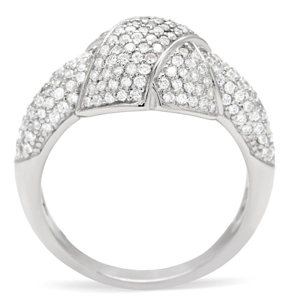 TS016 - Rhodium 925 Sterling Silver Ring with AAA Grade CZ  in Clear-3