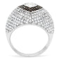 TS022 - Rhodium + Ruthenium 925 Sterling Silver Ring with AAA Grade CZ  in Brown-3