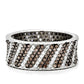 TS023 - Rhodium + Ruthenium 925 Sterling Silver Ring with AAA Grade CZ  in Brown-2